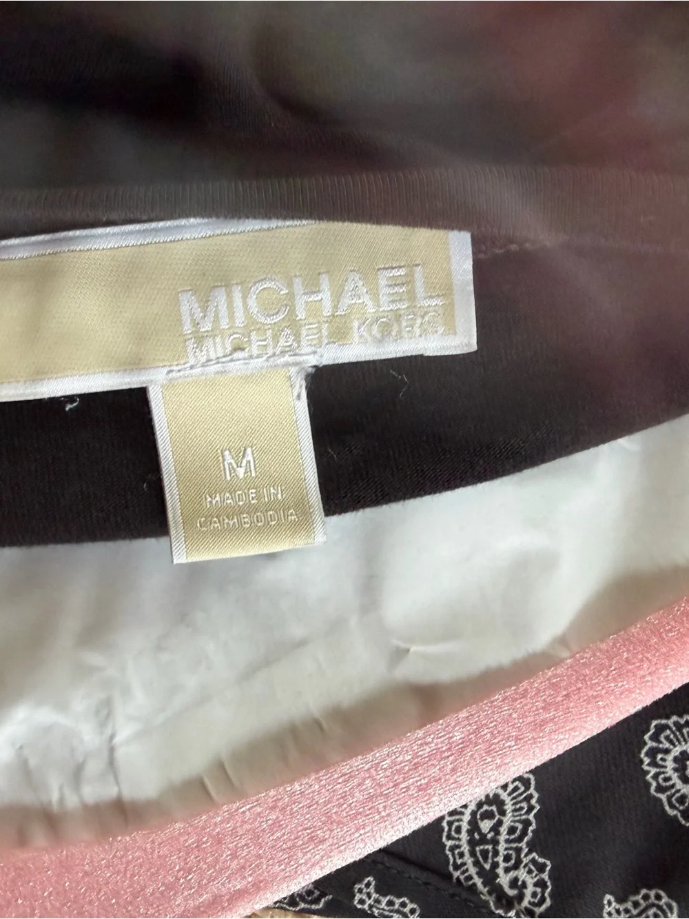 Michael Kors Black Long Sleeve Top with Paisley Hem